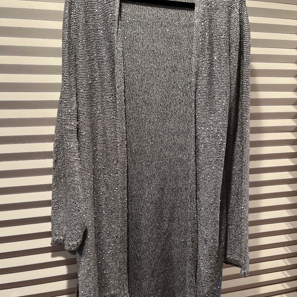 WHBM silver sequin cardigan sweater